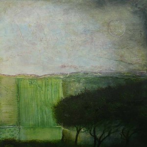 Green Evening mixed media on board 30 x 30 cm lg